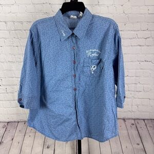 Warner Bros Vintage Embroidered Tweety Bird Button Up Top Size XL